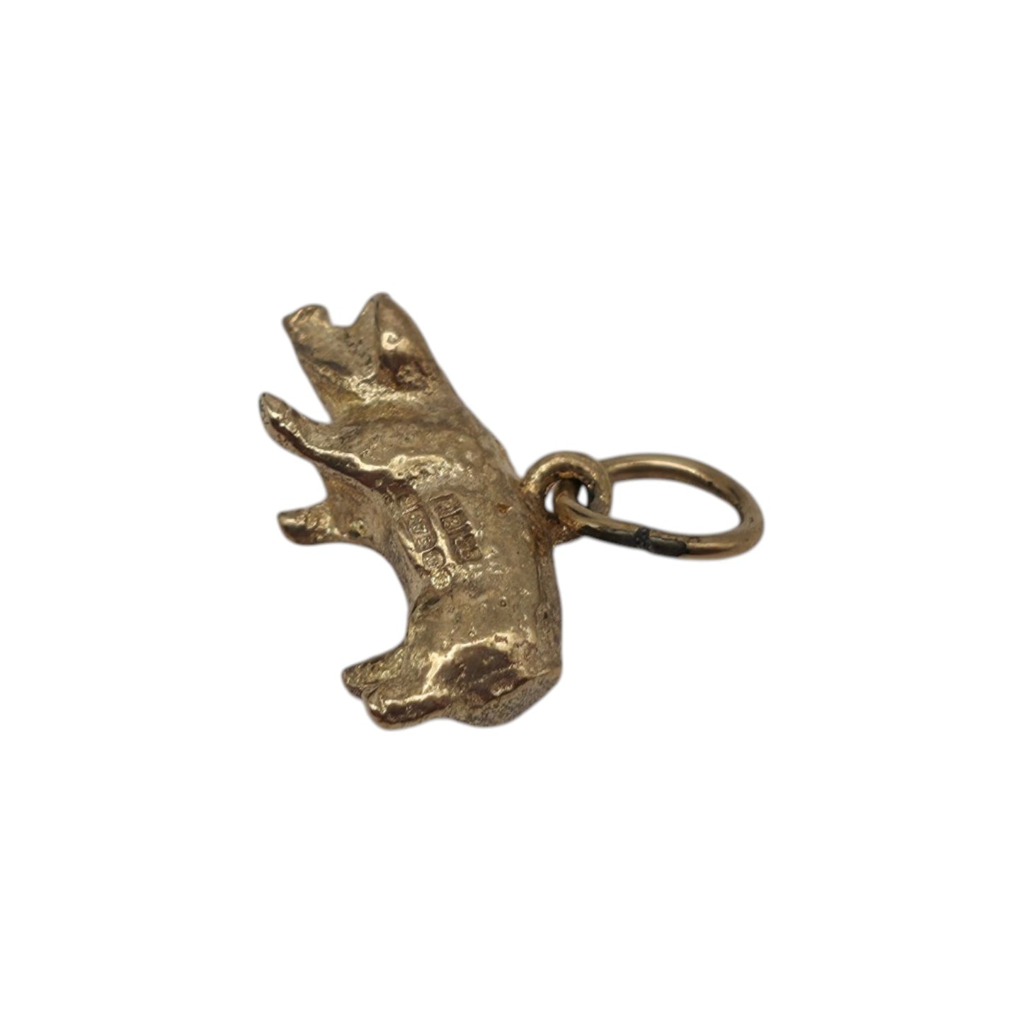 9ct 375 Yellow Gold Pig Charm 1967 L 1.4 cm 1.9 g.