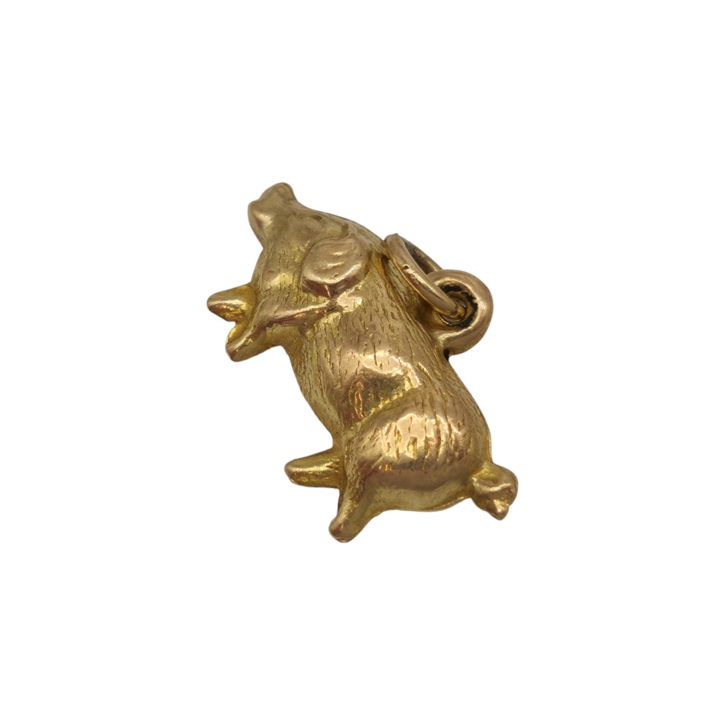 9ct Yellow Gold Pig Charm c. 1960's L 1.6 cm 0.5 g.