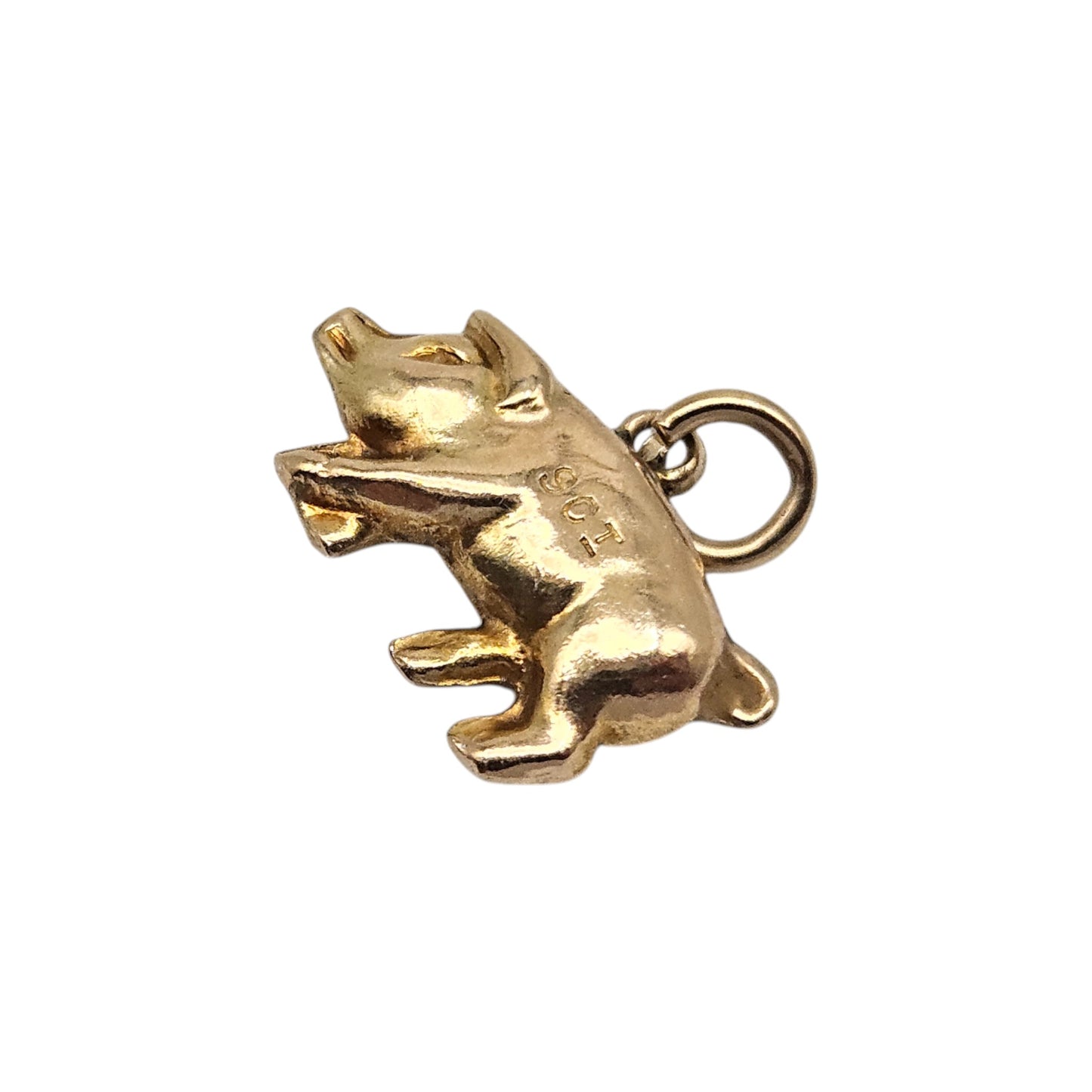 9ct Yellow Gold Pig Charm c.1960's L 1.4 cm 0.7 g.