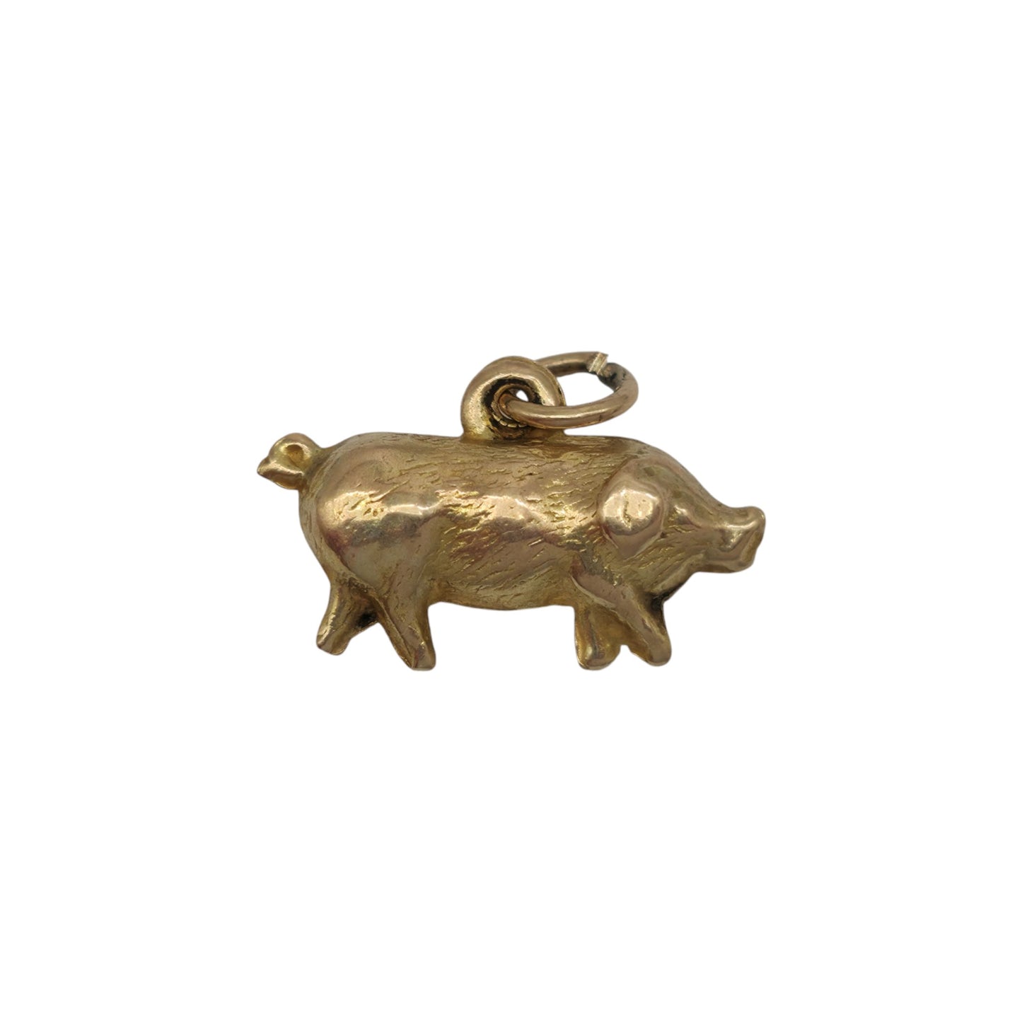 9ct Yellow Gold Pig Charm c. 1960's L 1.6 cm 0.5 g.