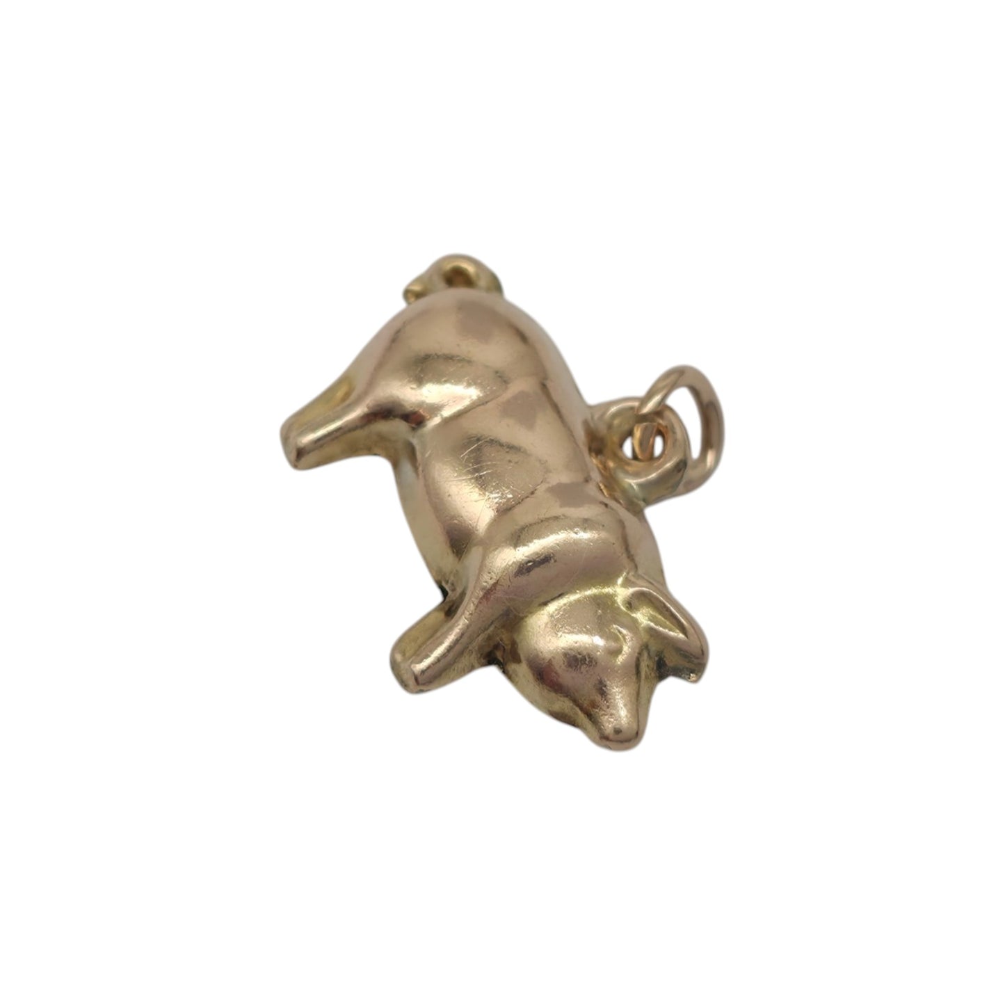9ct Yellow Gold Pig Charm c.1960's L 1.8 cm 1.3 g.