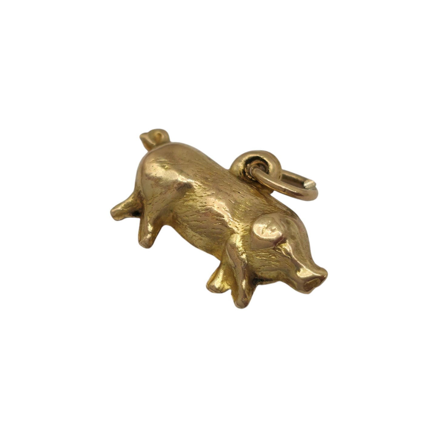 9ct Yellow Gold Pig Charm c. 1960's L 1.6 cm 0.5 g.