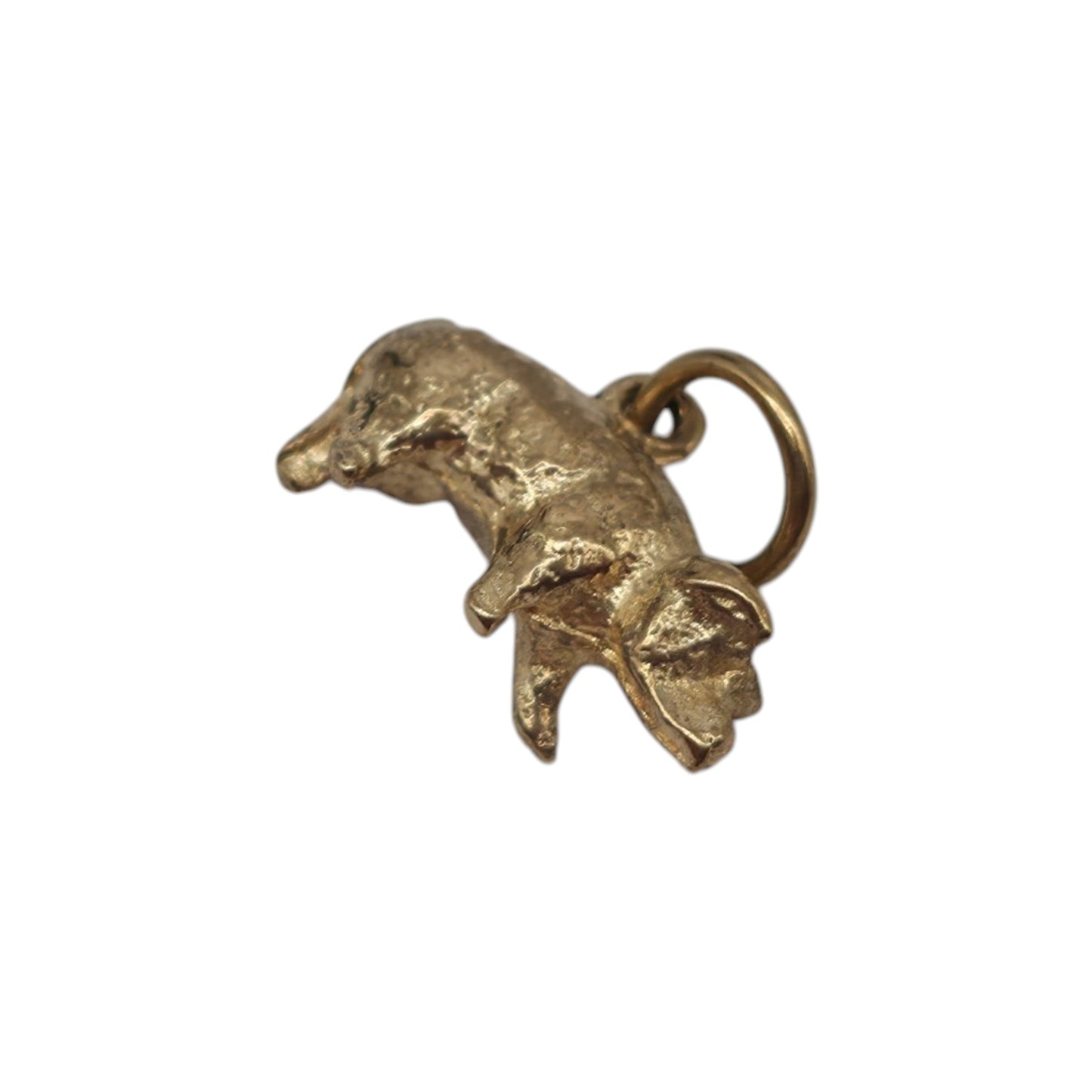 9ct 375 Yellow Gold Pig Charm 1967 L 1.4 cm 1.9 g.