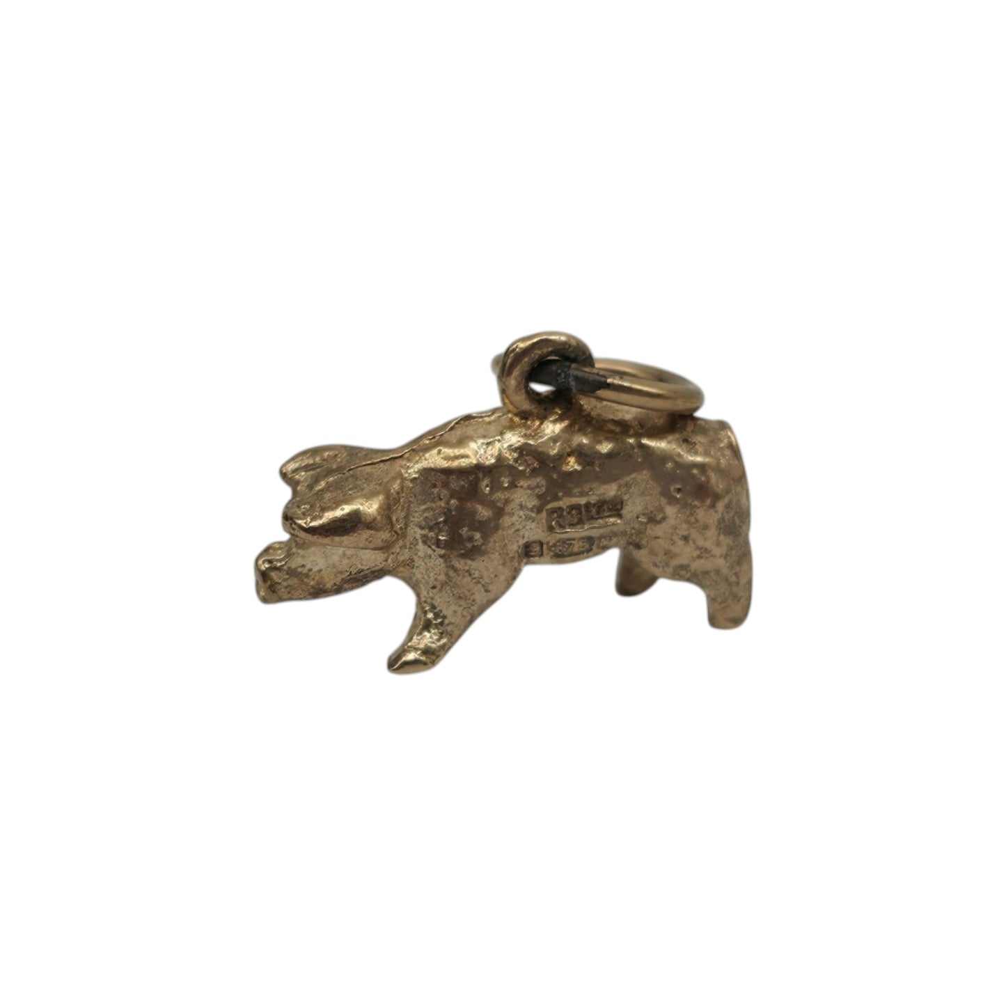 9ct 375 Yellow Gold Pig Charm 1967 L 1.4 cm 1.9 g.