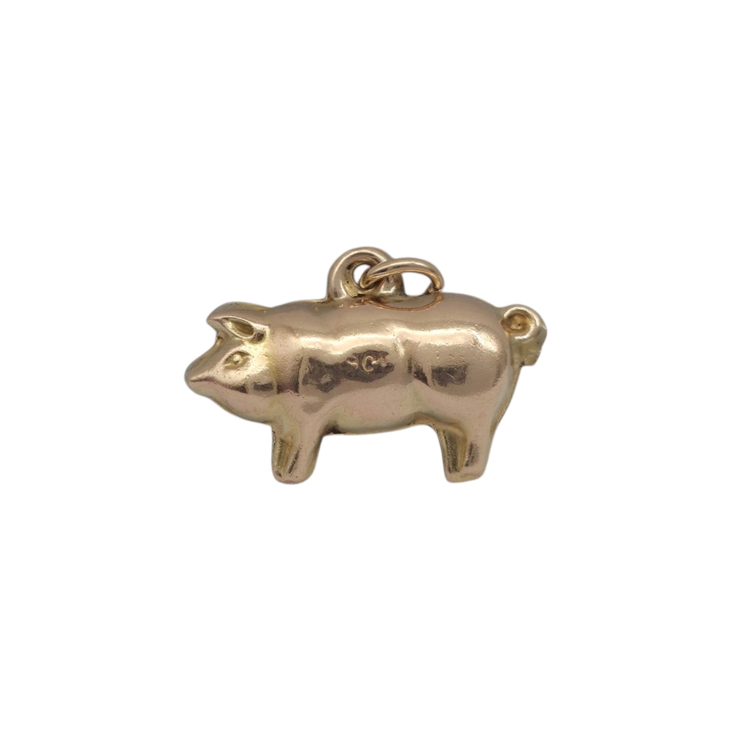 9ct Yellow Gold Pig Charm c.1960's L 1.8 cm 1.3 g.