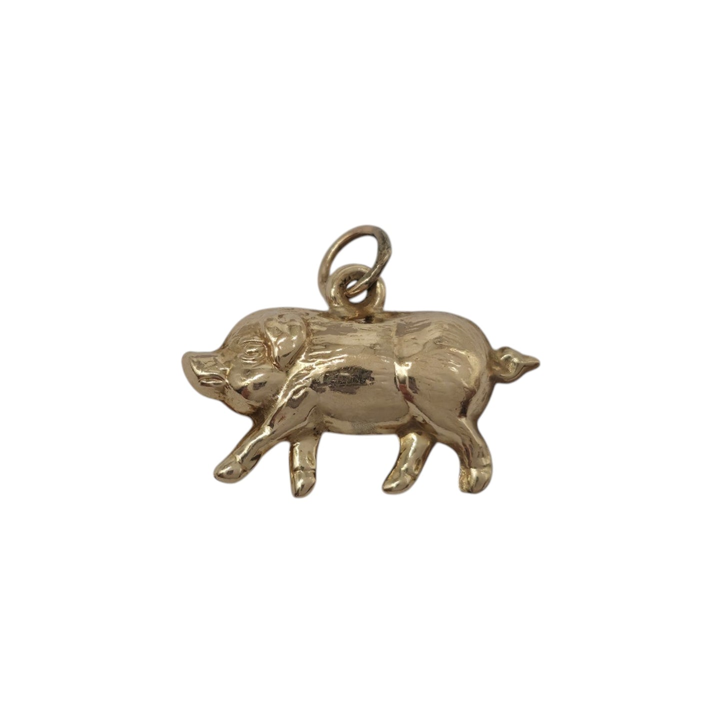 9ct 375 Yellow Gold Pig Charm 1967 L 1.7 cm 0.5 g.