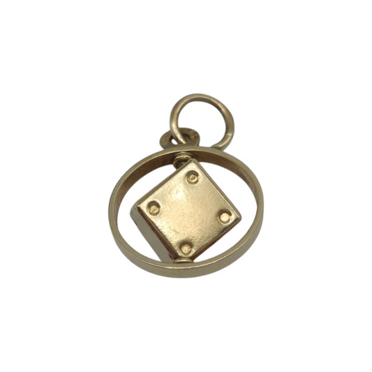 9ct 375 Yellow Gold Spinning Dice Charm c.1985 L 1.5 cm 2.4 g.