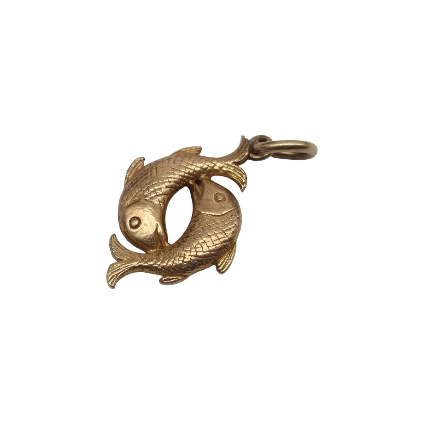 9ct 375 Yellow Gold Pisces Charm 1957 L 1.6 cm 1.6 g.