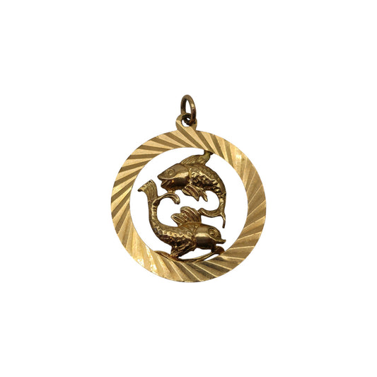 9ct 375 Yellow Gold Pisces Charm 1974