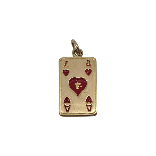 9ct 375 Yellow Gold & Enamel Playing Card Charm 1960 L 1.6 cm 1.7 g.