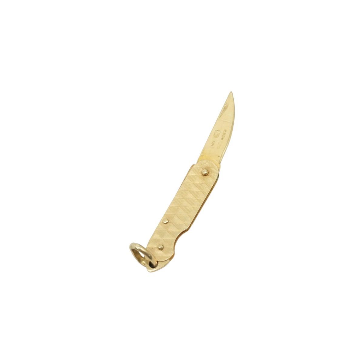 Unoaerre 9ct 375 Yellow Gold Pocket Knife Opening Charm c.1978 L 4.3 cm 2.5 g.