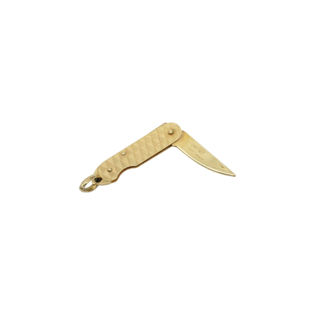 Unoaerre 9ct 375 Yellow Gold Pocket Knife Opening Charm c.1978 L 4.3 cm 2.5 g.