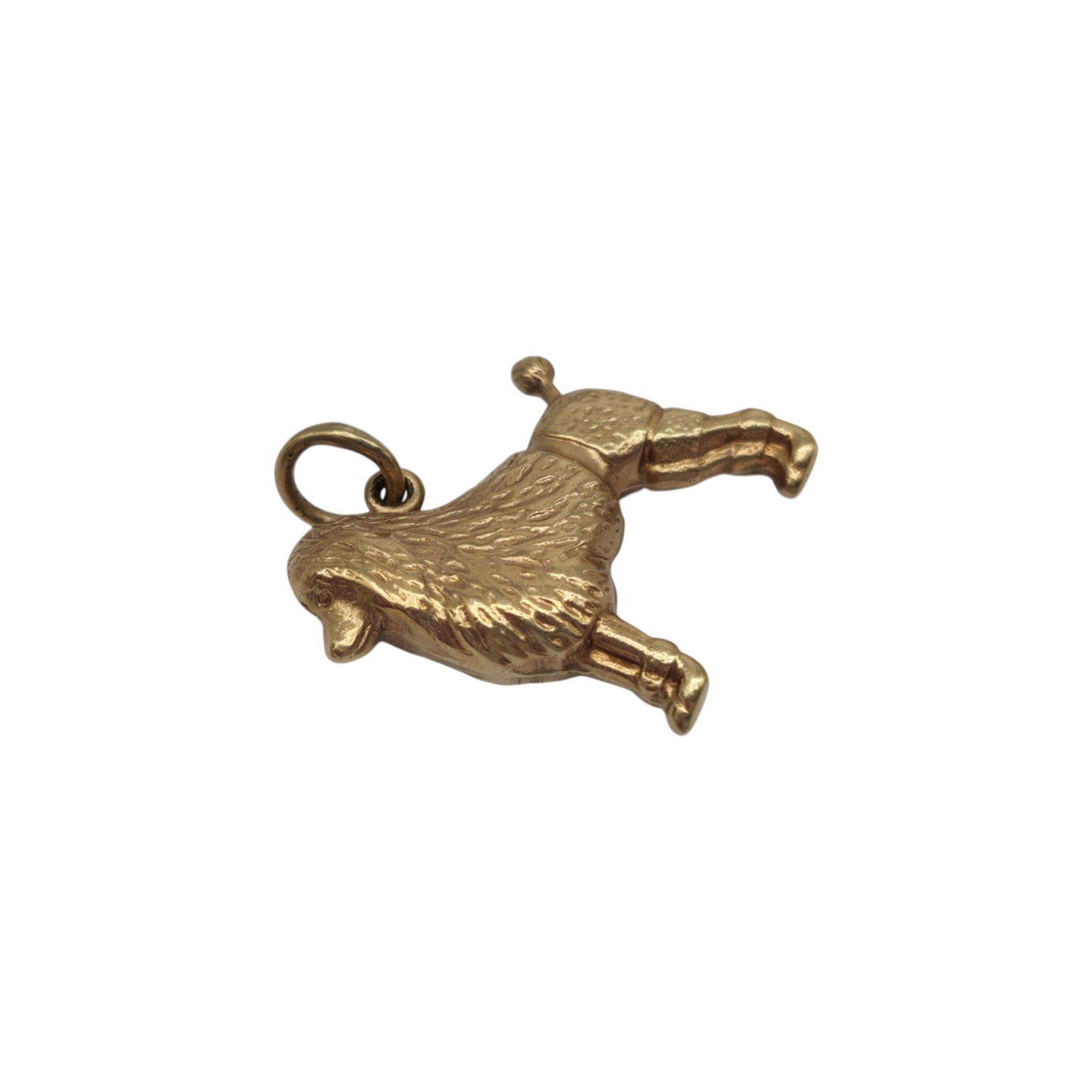 9ct 375 Yellow Gold Poodle Dog Charm 1964 L 1.8 cm 0.9 g.