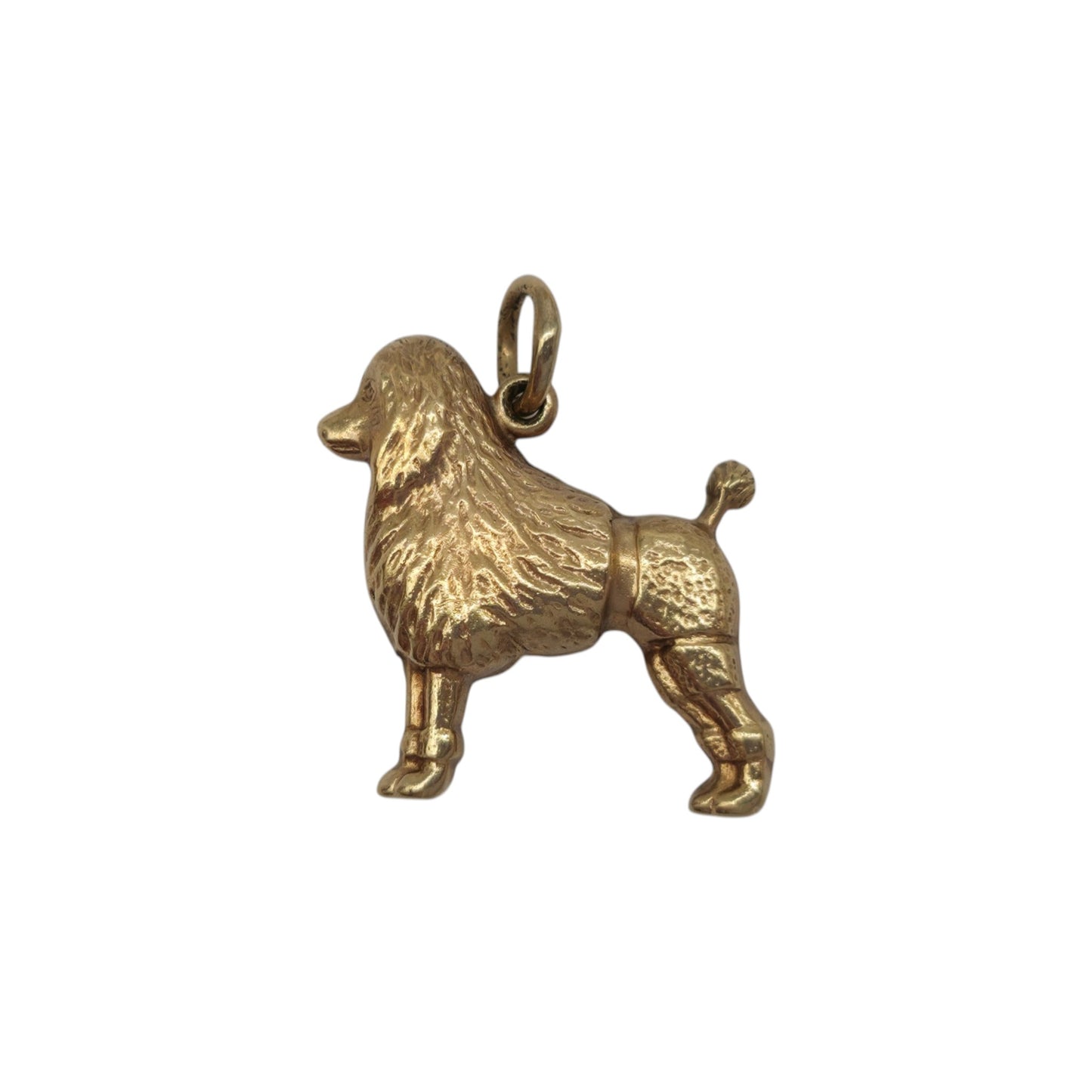 9ct 375 Yellow Gold Poodle Dog Charm 1964 L 1.8 cm 0.9 g.