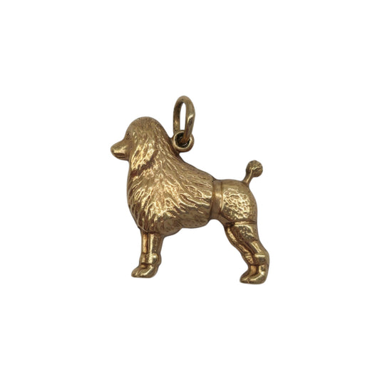 9ct 375 Yellow Gold Poodle Dog Charm 1964 L 1.8 cm 0.9 g.