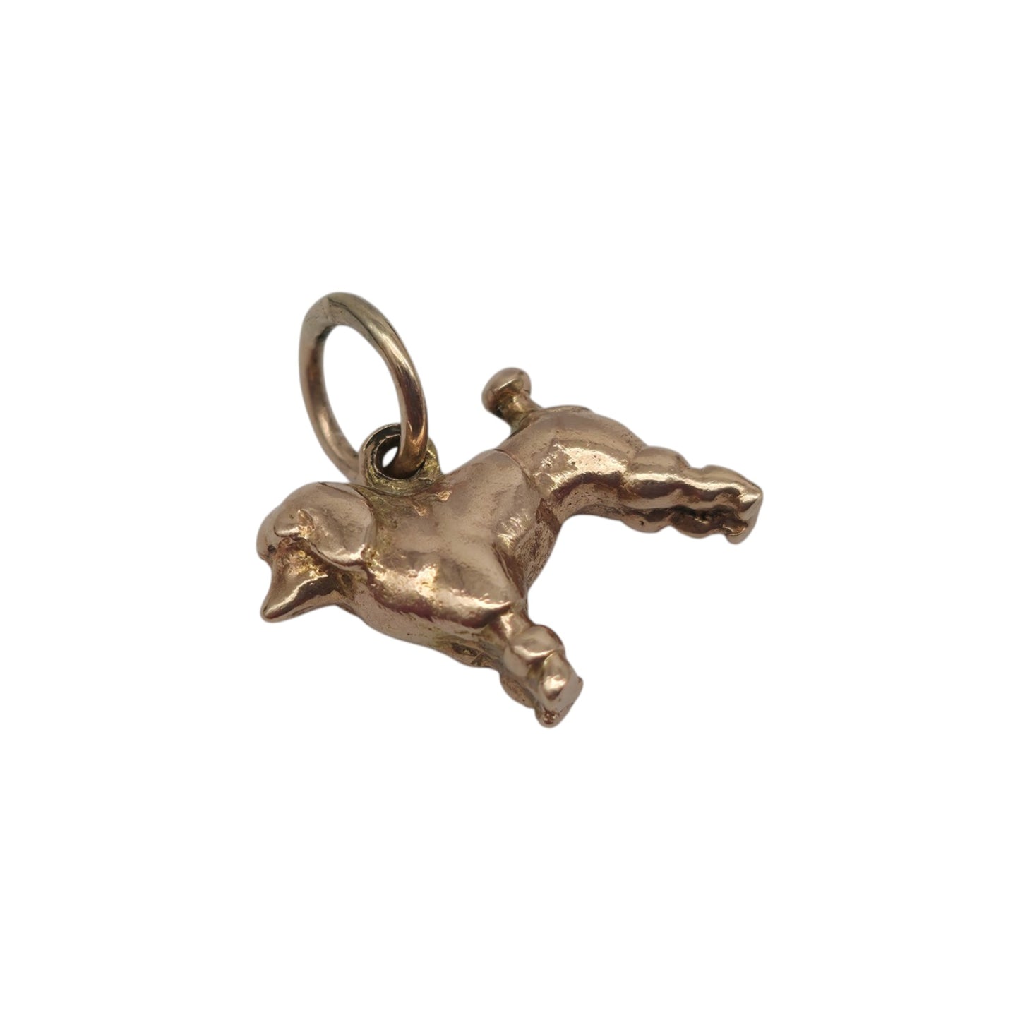 Cast 9ct Rose Gold Poodle Dog Charm L 1.0 cm 2.0 g.