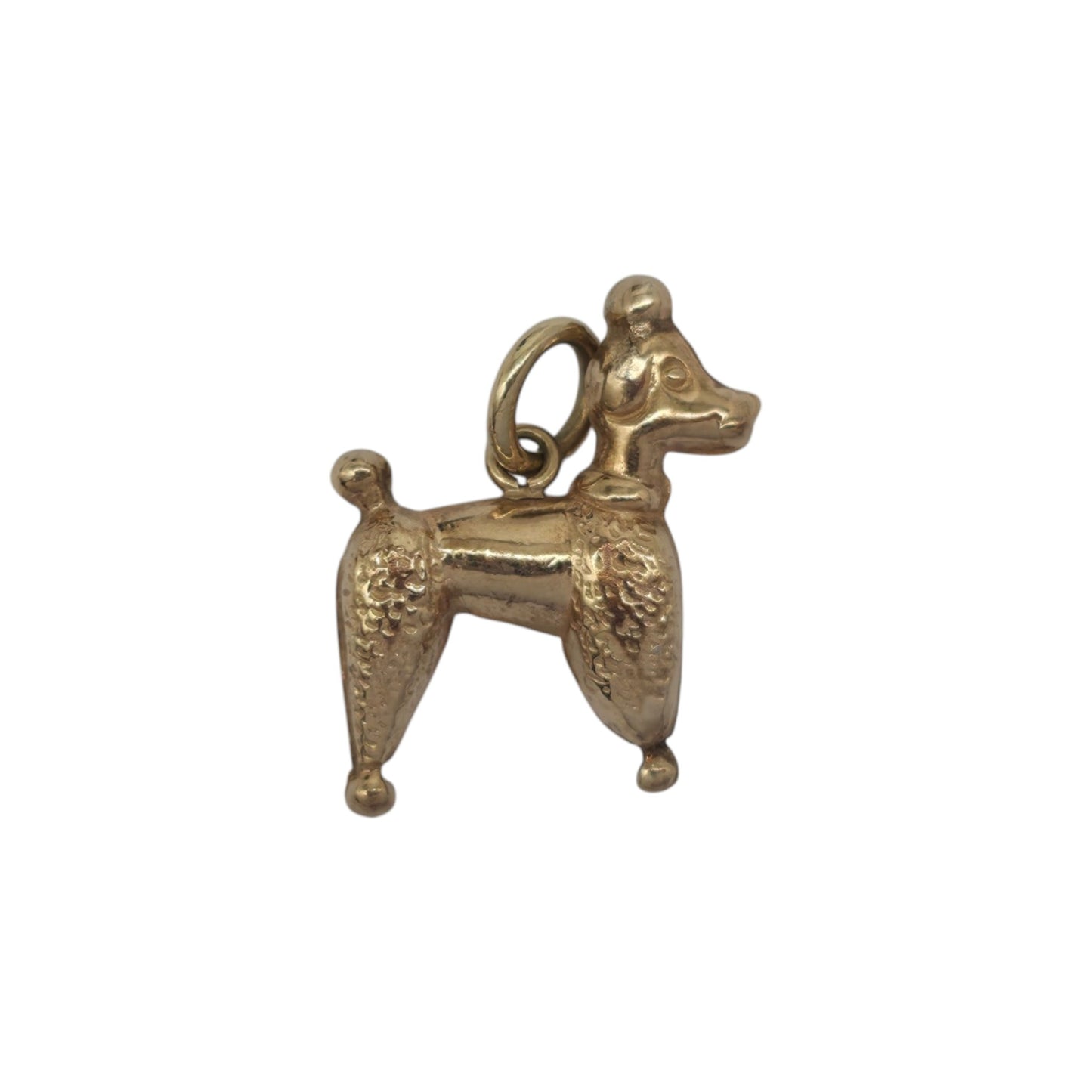 9ct 375 Yellow Gold Poodle Charm 1984 L 1.3 cm 0.4 g.