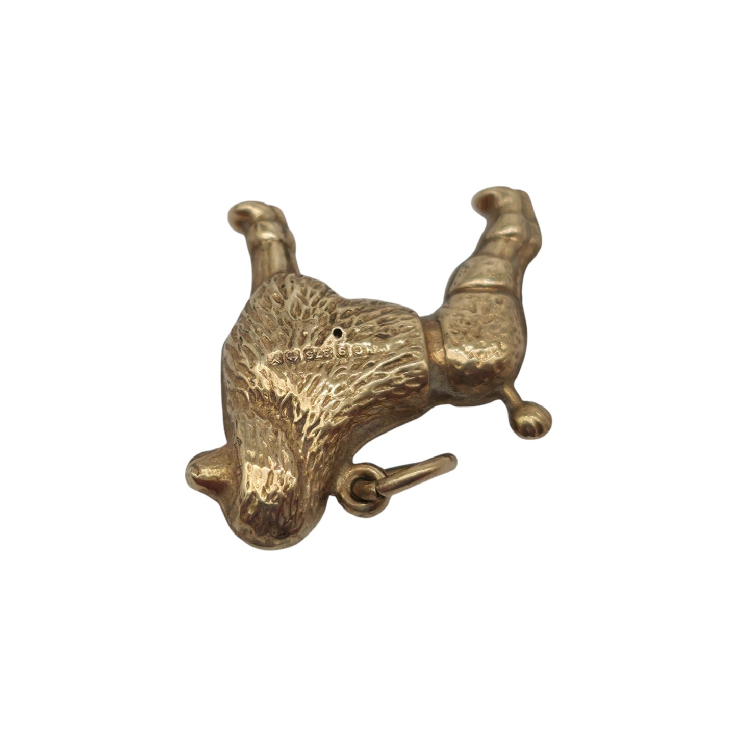 9ct 375 Yellow Gold Poodle Dog Charm 1973 L 1.6 cm 0.8 g.