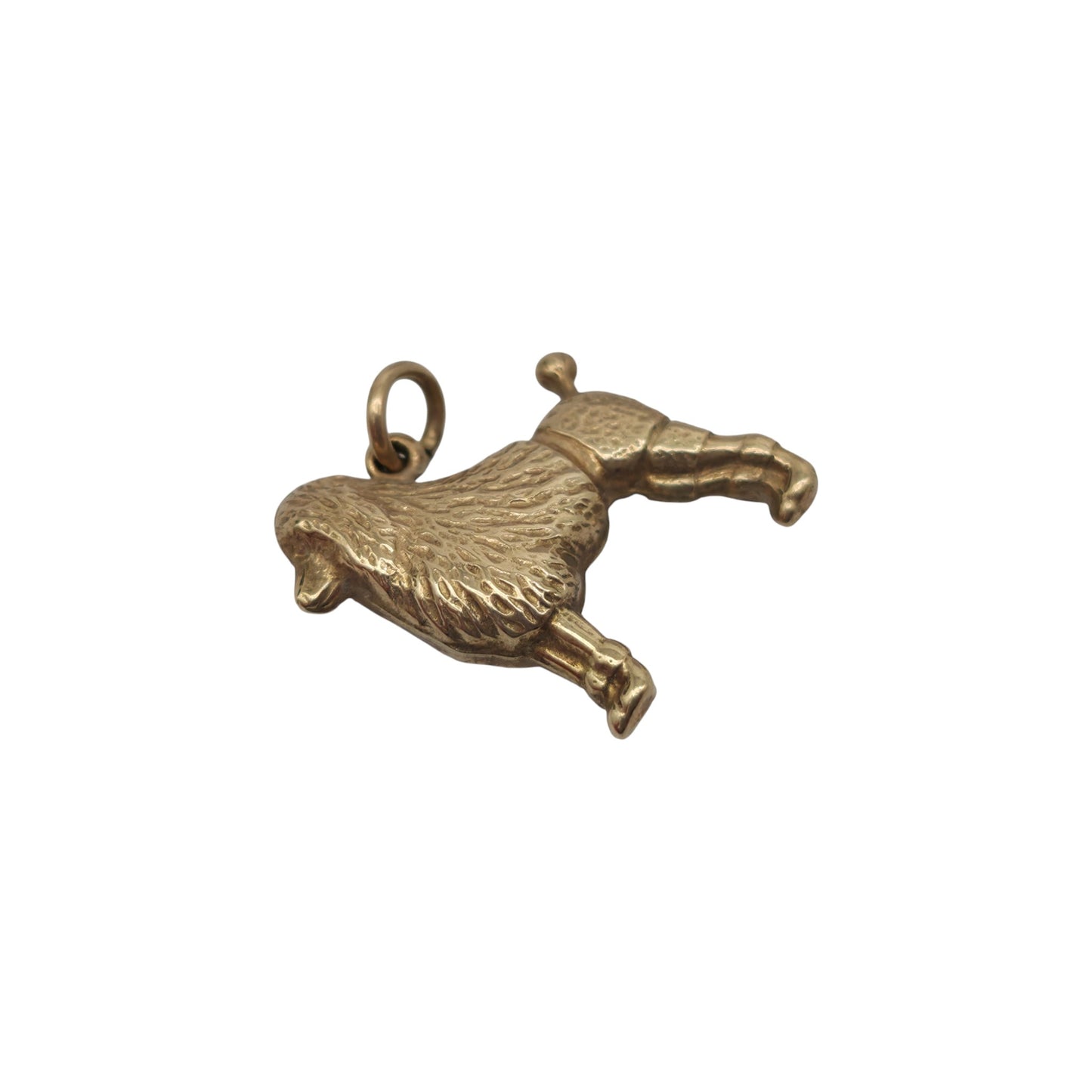 9ct 375 Yellow Gold Poodle Dog Charm 1973 L 1.6 cm 0.8 g.