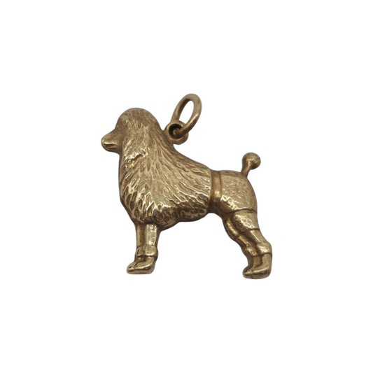 9ct 375 Yellow Gold Poodle Dog Charm 1973 L 1.6 cm 0.8 g.