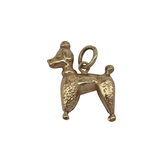 9ct 375 Yellow Gold Poodle Charm 1984 L 1.3 cm 0.4 g.