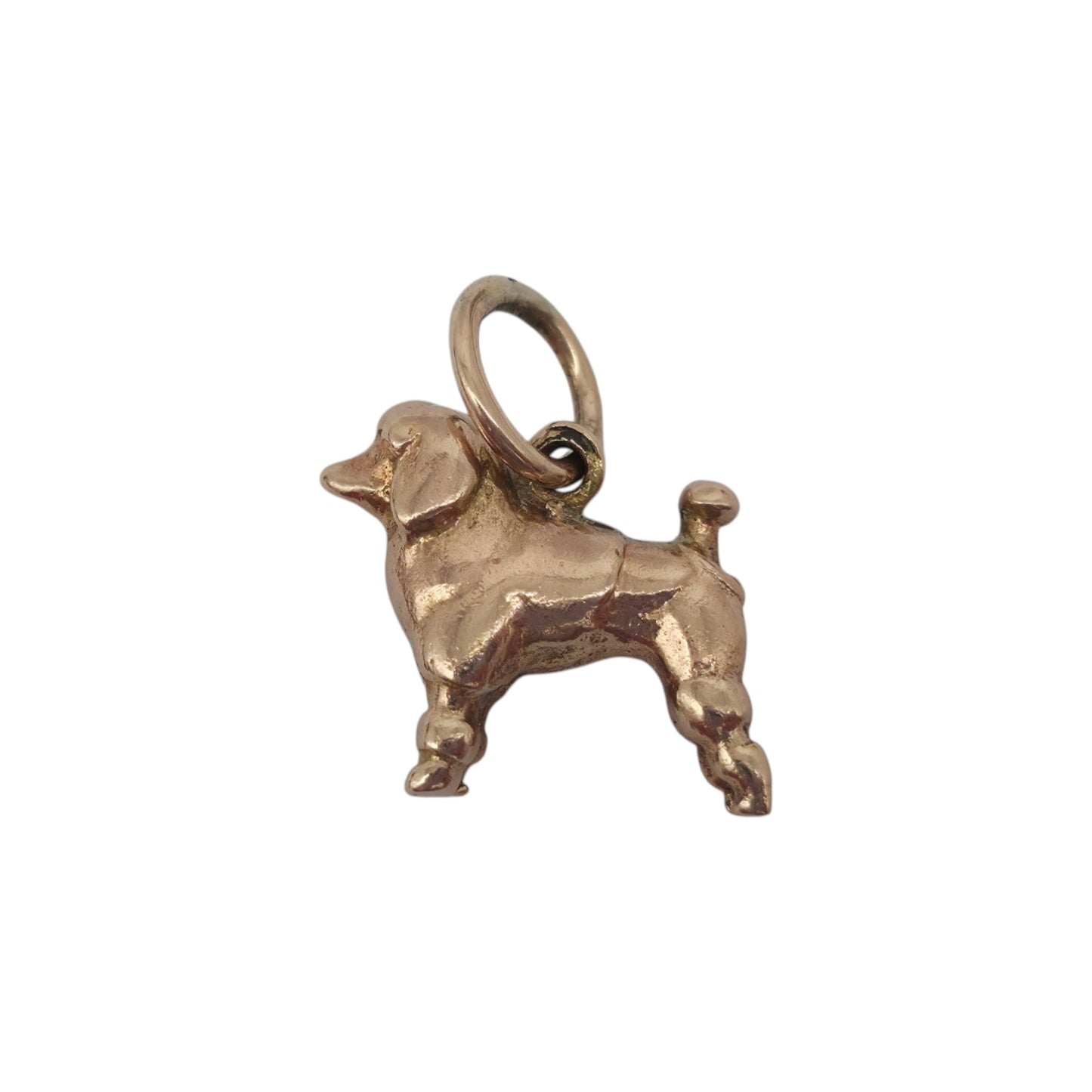 Cast 9ct Rose Gold Poodle Dog Charm L 1.0 cm 2.0 g.