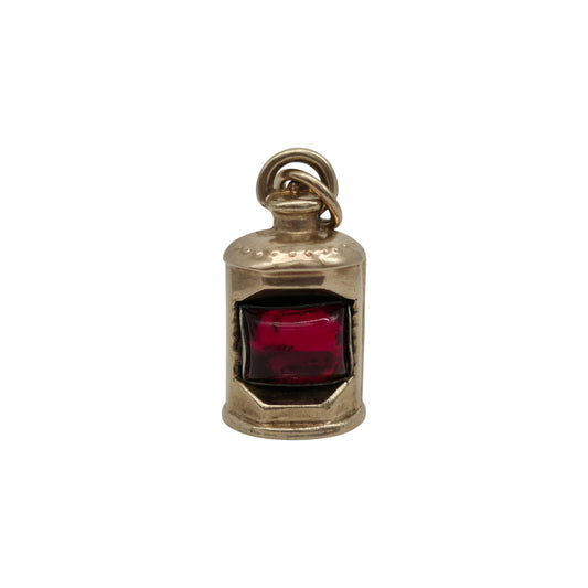 9ct 375 Yellow Gold Red Port Light Charm c.1960's L 1.8 cm 1.4 g.