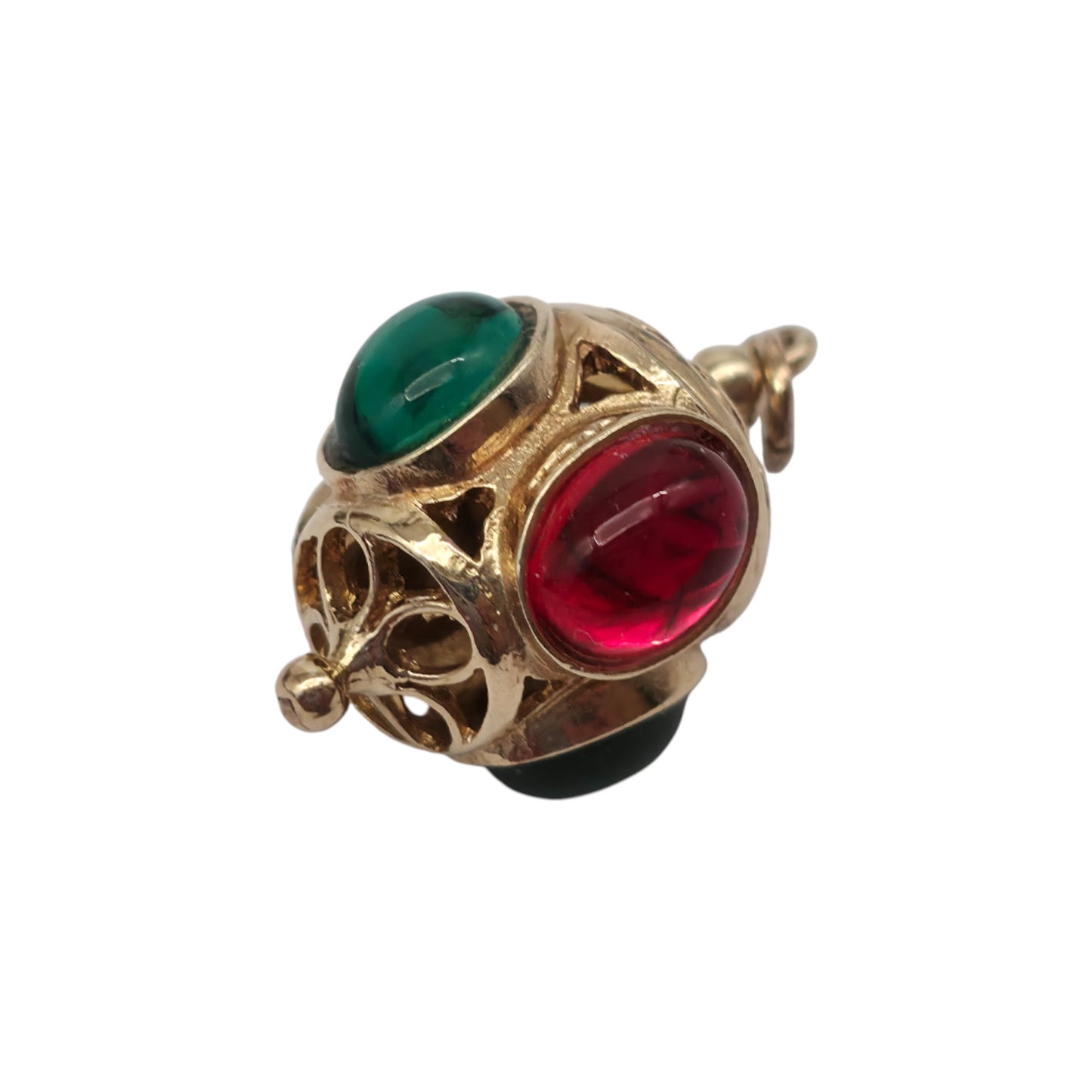 9ct 375 Yellow Gold Port Starboard Light Charm 1968 L 2.1 cm 4.6 g.