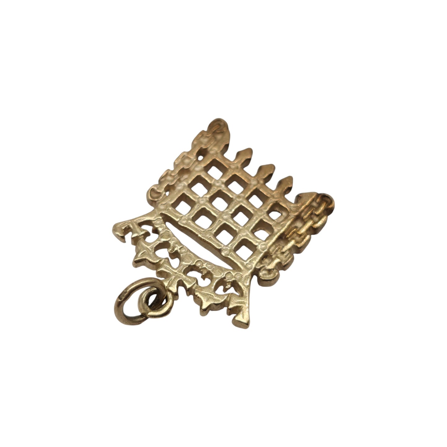 9ct 375 Yellow Gold Portcullis Charm L 1.5 cm 2.5 g.