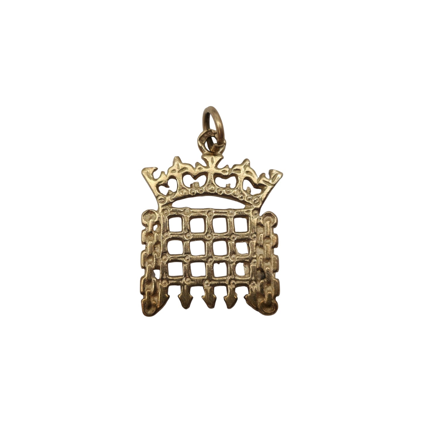 9ct 375 Yellow Gold Portcullis Charm L 1.5 cm 2.5 g.