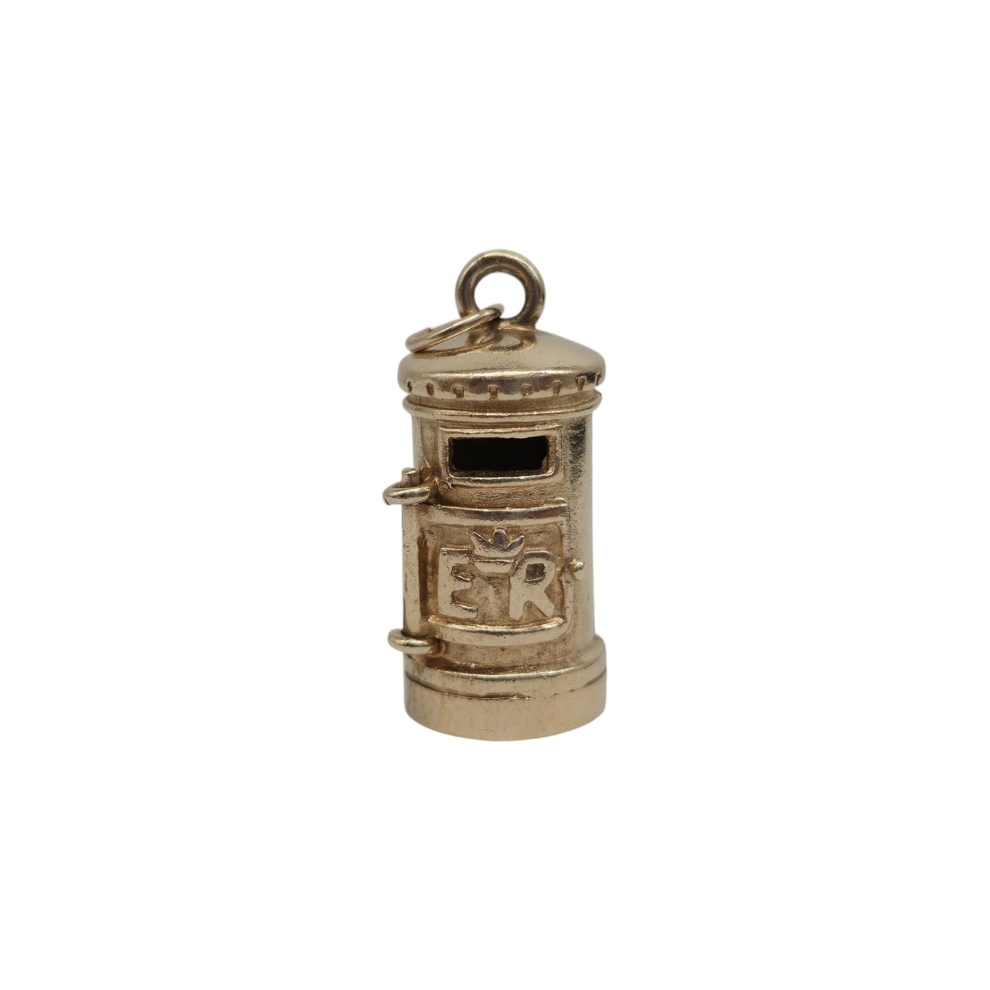 9ct 375 Yellow Gold Post Box Opening Charm 2001 L 1.8 cm 3.9 g.