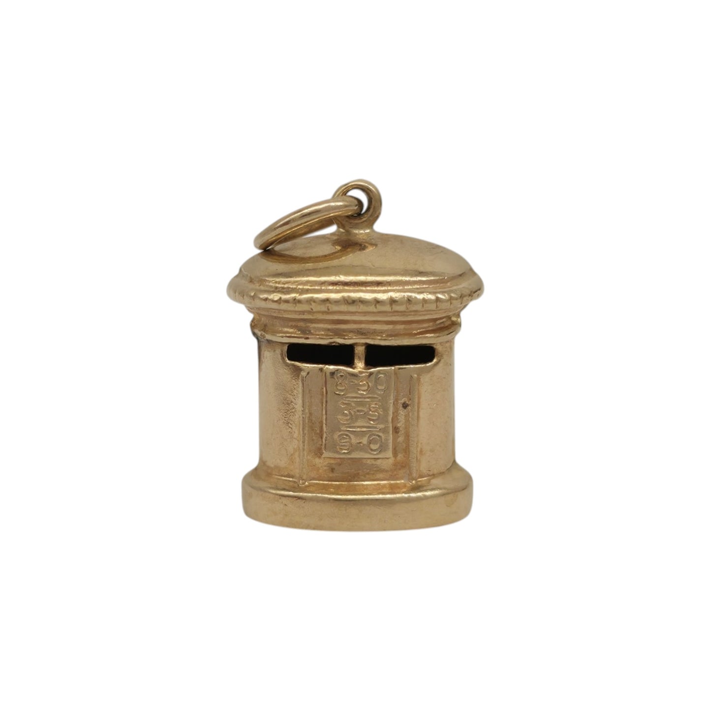 9ct 375 Yellow Gold Post Box Charm 1965 L 1.3 cm 1.0 g.