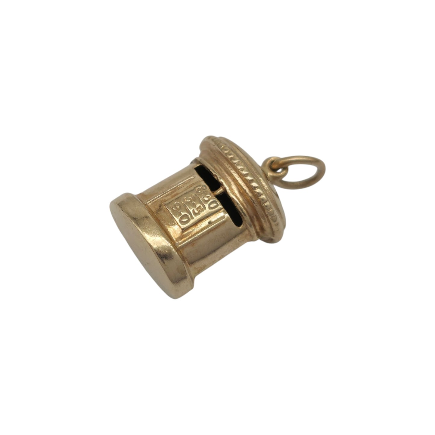 9ct 375 Yellow Gold Post Box Charm 1965 L 1.3 cm 1.0 g.