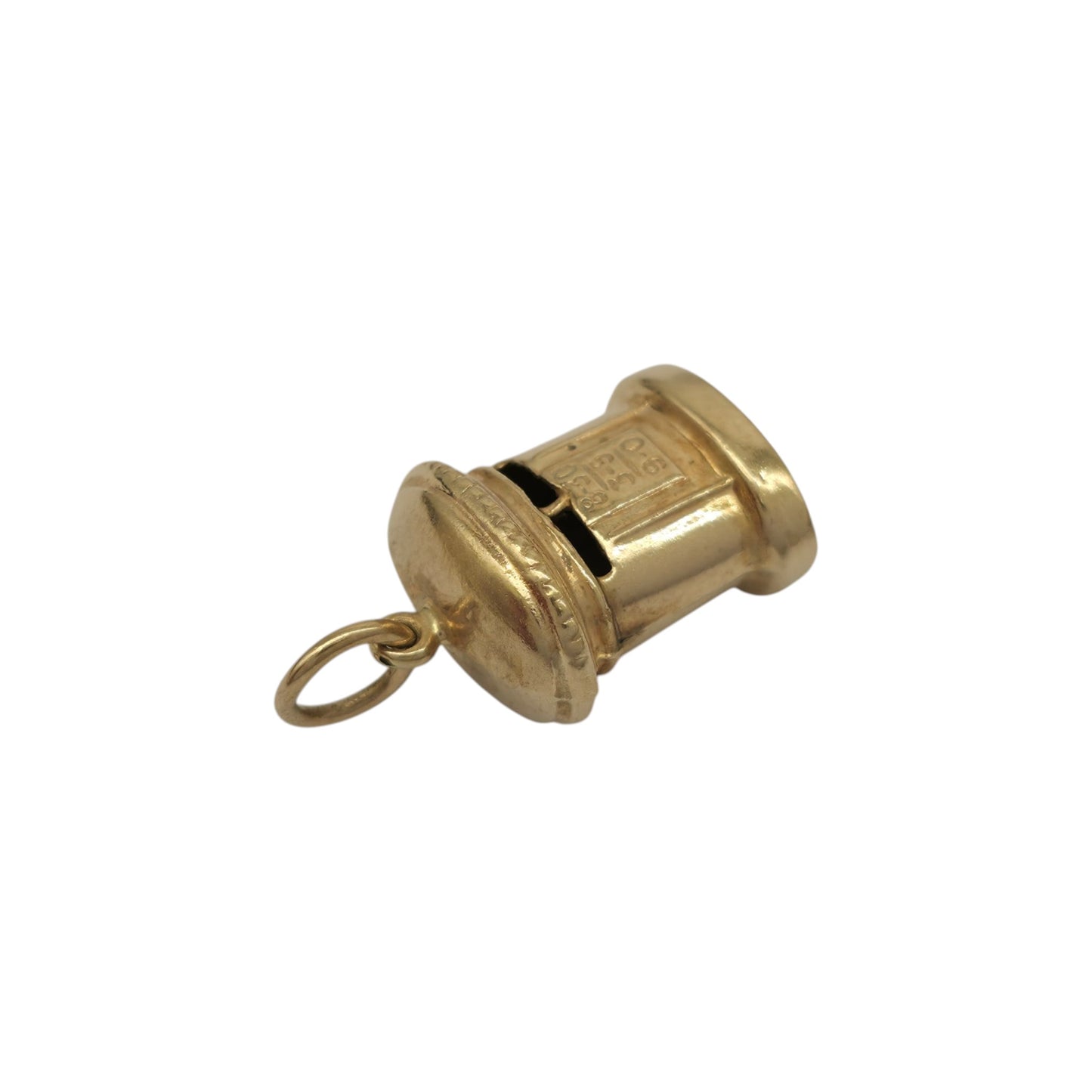 9ct 375 Yellow Gold Post Box Charm 1965 L 1.3 cm 1.0 g.