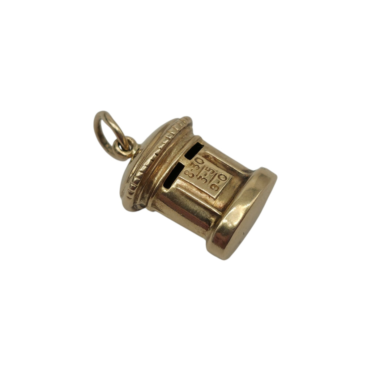 9ct 375 Yellow Gold Postbox Charm 1971 L 1.2 cm 0.9 g.