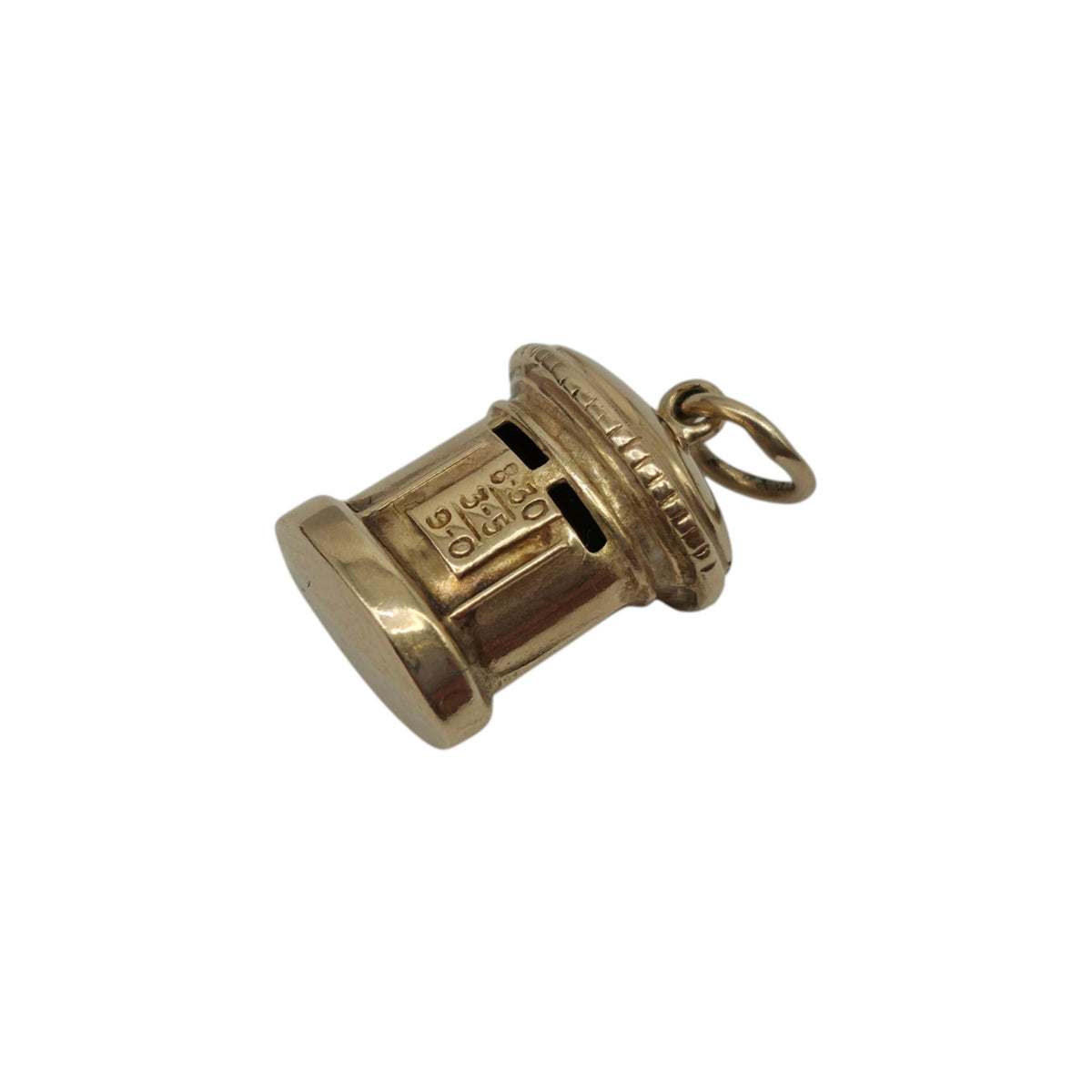 9ct 375 Yellow Gold Postbox Charm 1971 L 1.2 cm 0.9 g.