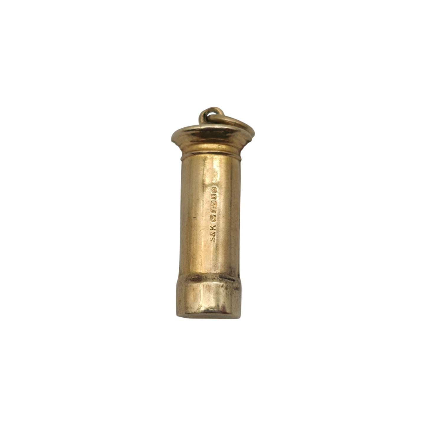 9ct 375 Yellow Gold Post Box Charm 1977 L 2.0 cm 1.1 g.