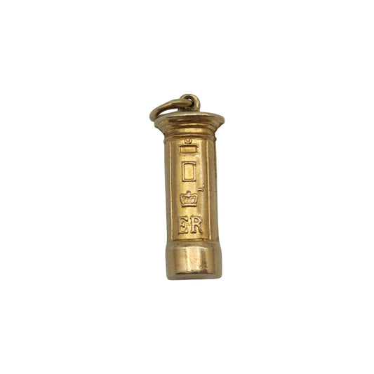 9ct 375 Yellow Gold Post Box Charm 1977 L 2.0 cm 1.1 g.