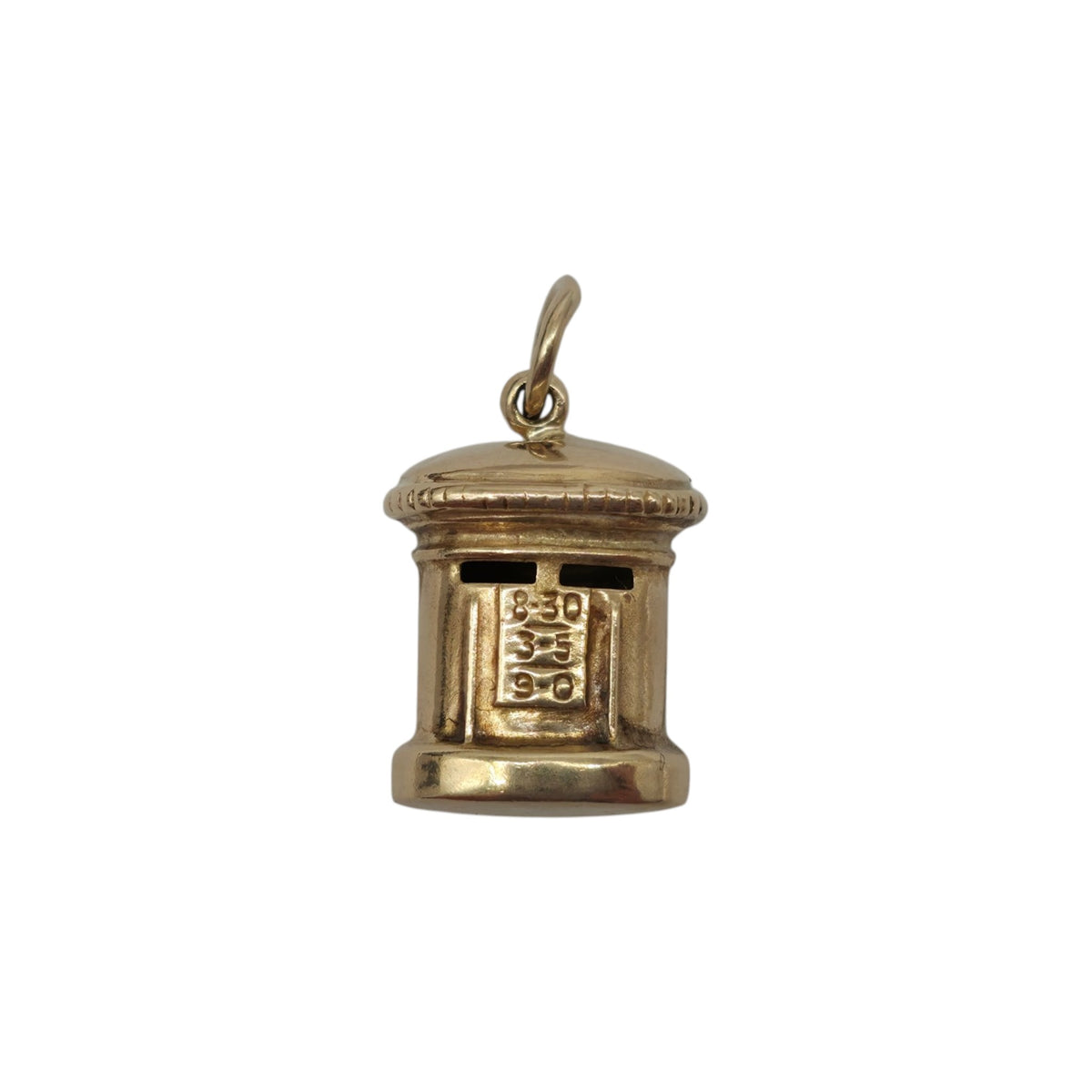 9ct 375 Yellow Gold Postbox Charm 1971 L 1.2 cm 0.9 g.