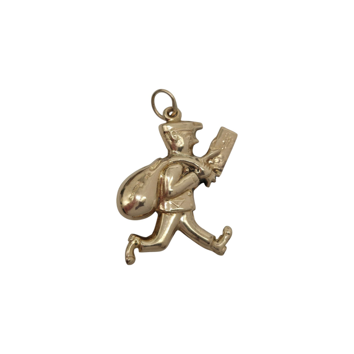 9ct 375 Yellow Gold Postman Charm 1972 L 2.3 cm 2.1 g.