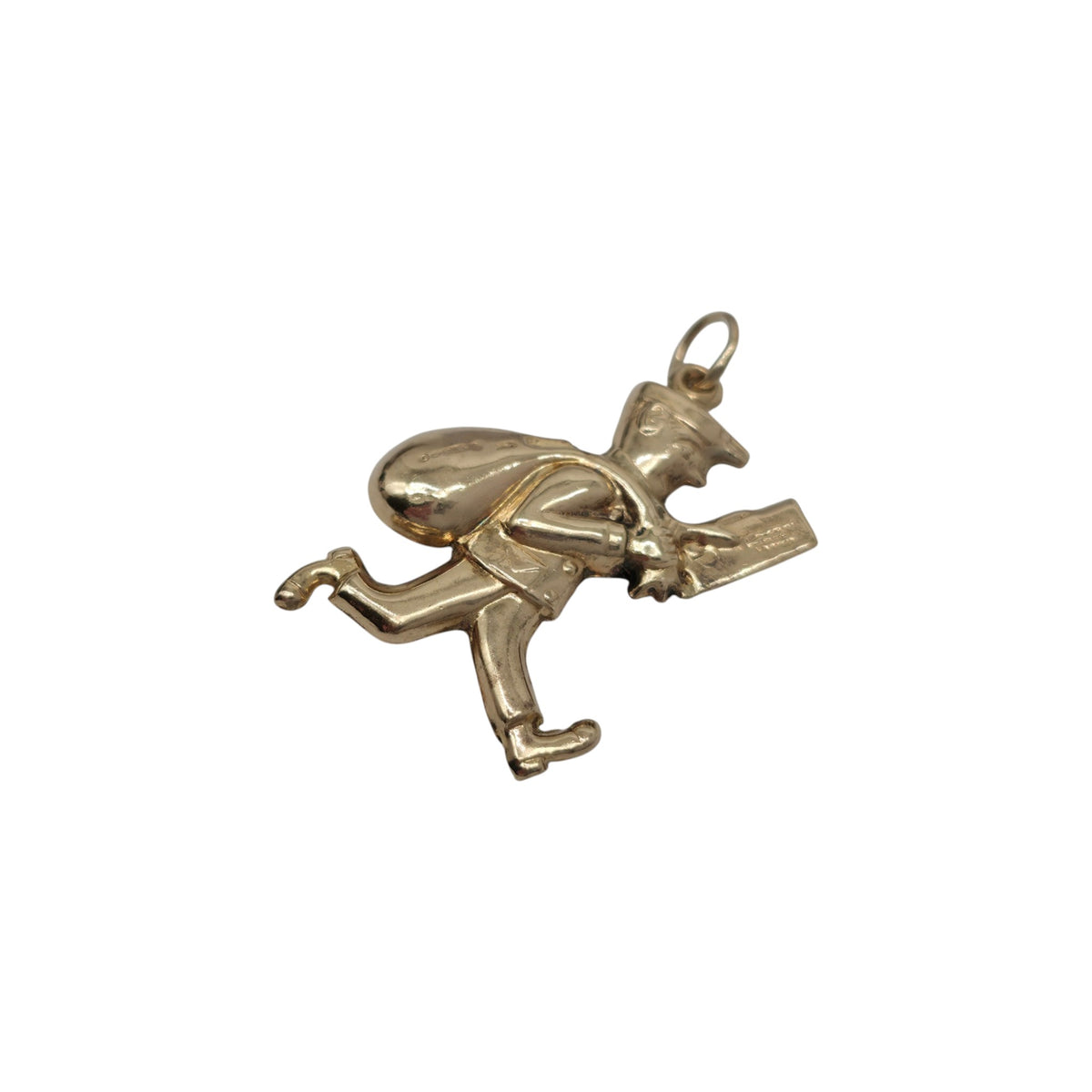 9ct 375 Yellow Gold Postman Charm 1972 L 2.3 cm 2.1 g.