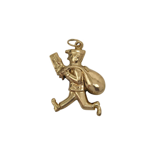 9ct 375 Yellow Gold Postman Charm 1972 L 2.3 cm 2.1 g.