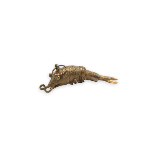 Heavy 9ct 375 Yellow Gold Articulated Prawn Charm 1968 L 4.1 cm 7.8 g.