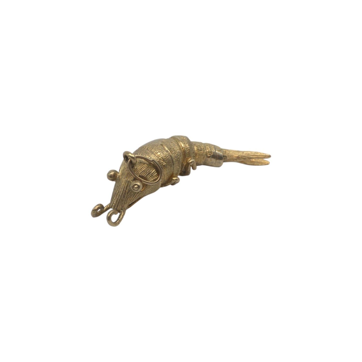 Heavy 9ct 375 Yellow Gold Articulated Prawn Charm 1968 L 4.1 cm 7.8 g.