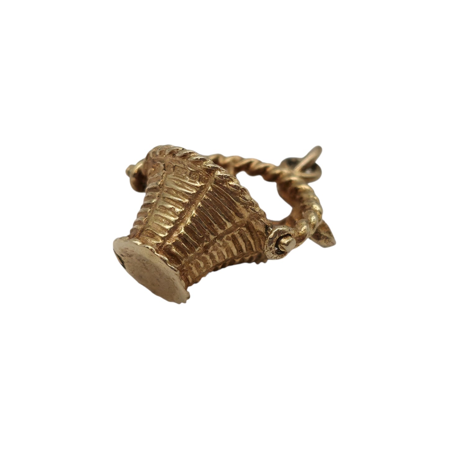 9ct 375 Yellow Gold Puppy In Basket Charm 1970 L 1.7 cm 2.6 g.