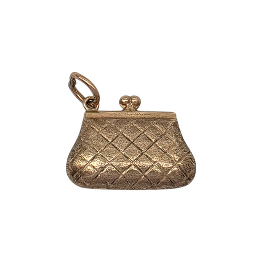 9ct 375 Yellow Gold Purse Charm 1973 L 1.6 cm 1.1 g.