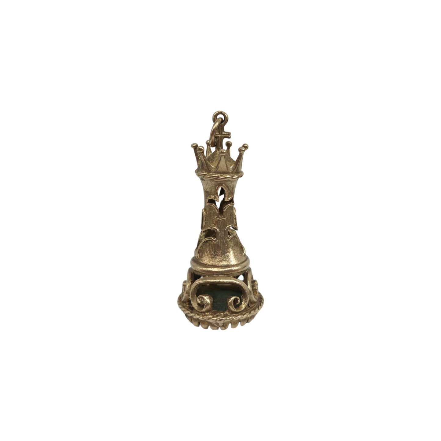9ct 375 Yellow Gold Queen Chess Piece Charm 1970 L 3.1 cm 6.8 g.