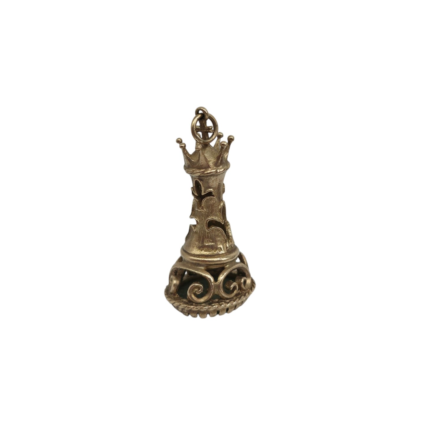 9ct 375 Yellow Gold Queen Chess Piece Charm 1970 L 3.1 cm 6.8 g.