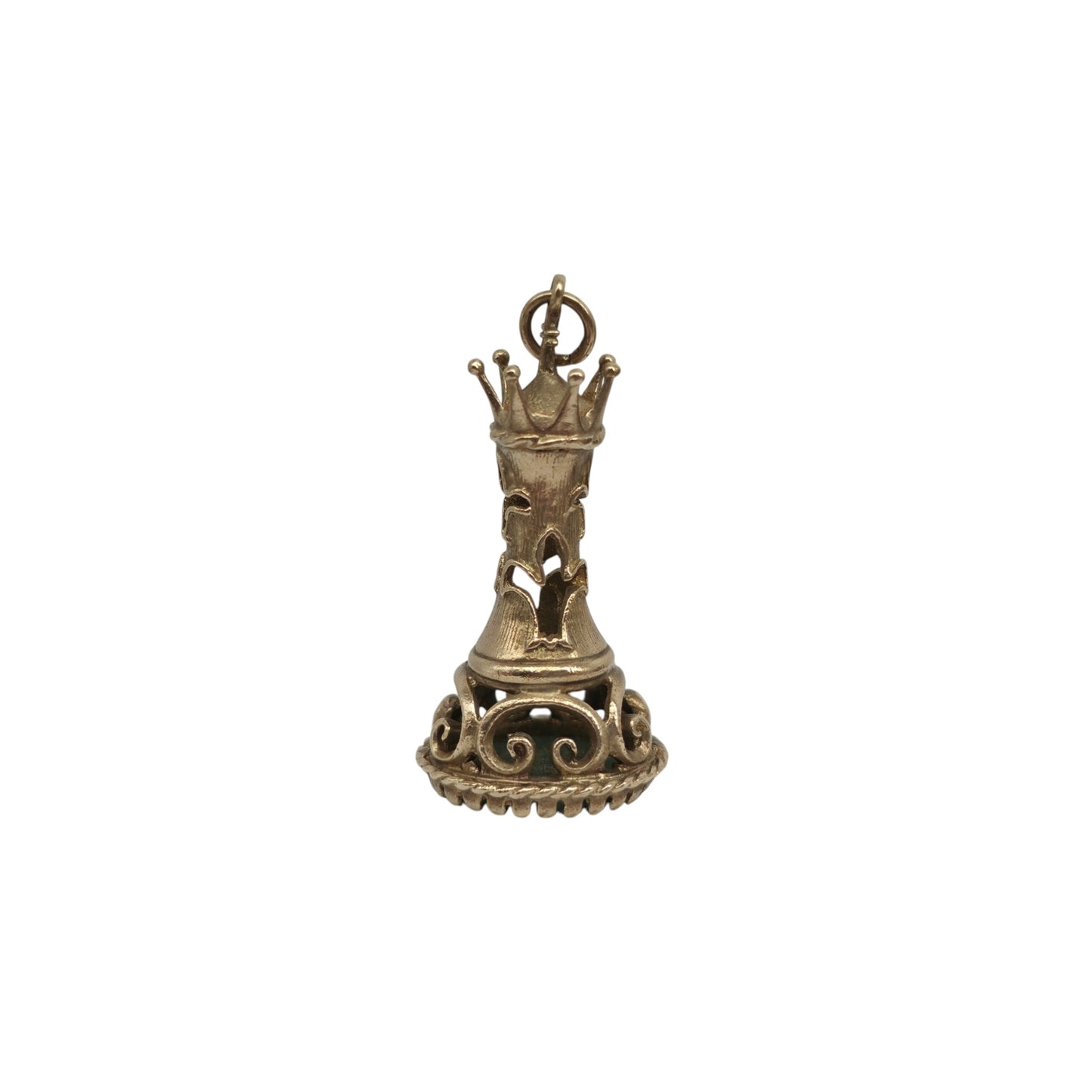 9ct 375 Yellow Gold Queen Chess Piece Charm 1970 L 3.1 cm 6.8 g.