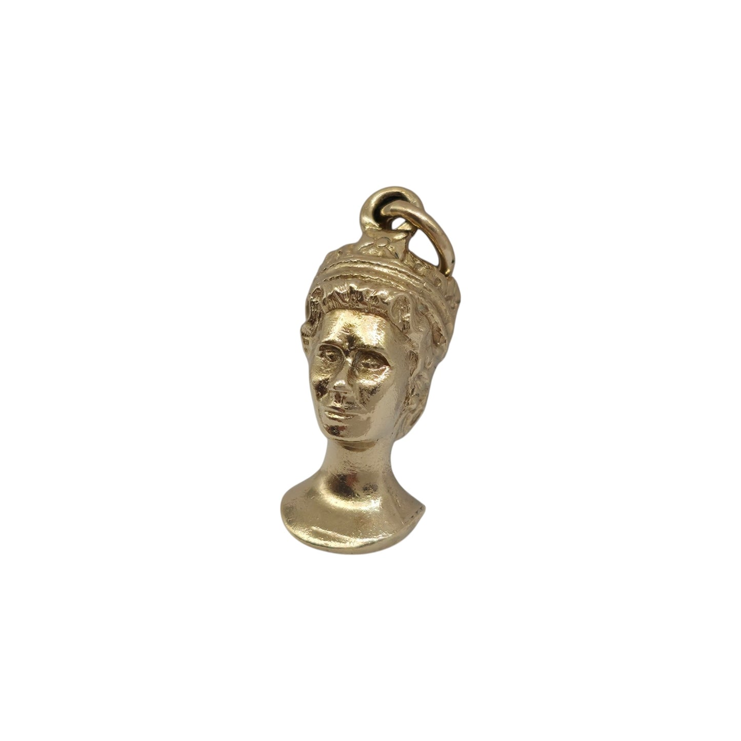 9ct 375 Yellow Gold Queen Elizabeth II Bust Charm c.1977 L 1.5 cm 4.1 g.